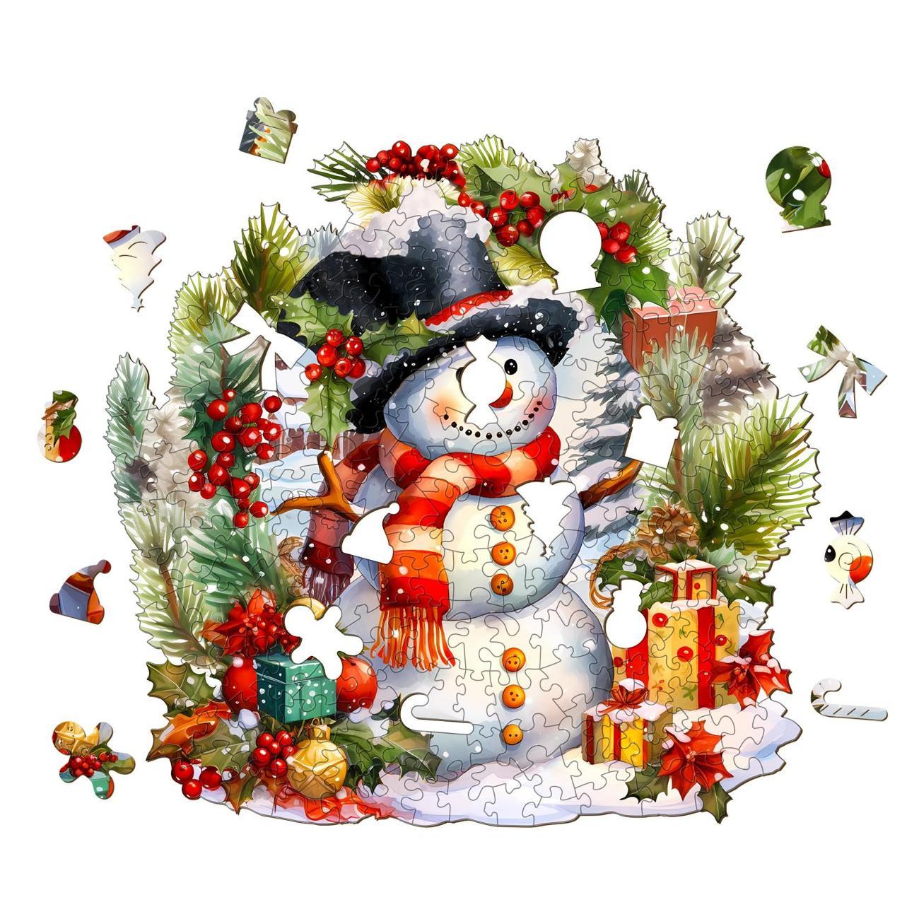 Пазл Woodbests 6540-WP Снеговик Шапочкин S