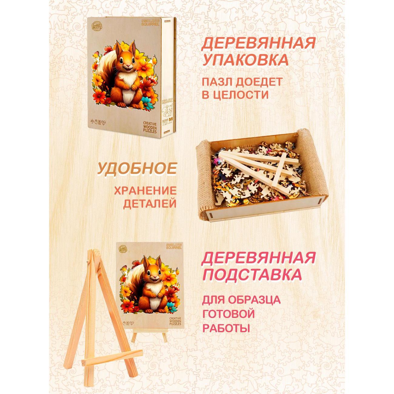 Пазл Woodbests 6340-WP Рыжая белочка S