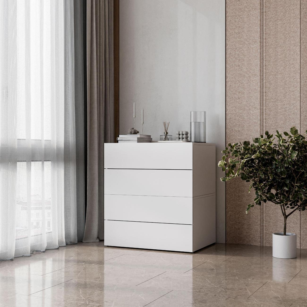 Комод СИГМА-МЕБЕЛЬ.РФ Комод с выдвижными ящиками ширина 70 см, Сигма, белый