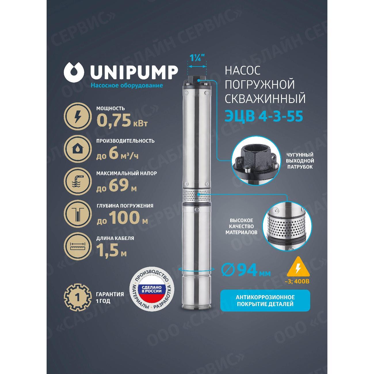 Насос погружной UNIPUMP ЭЦВ4-3БЭЗ