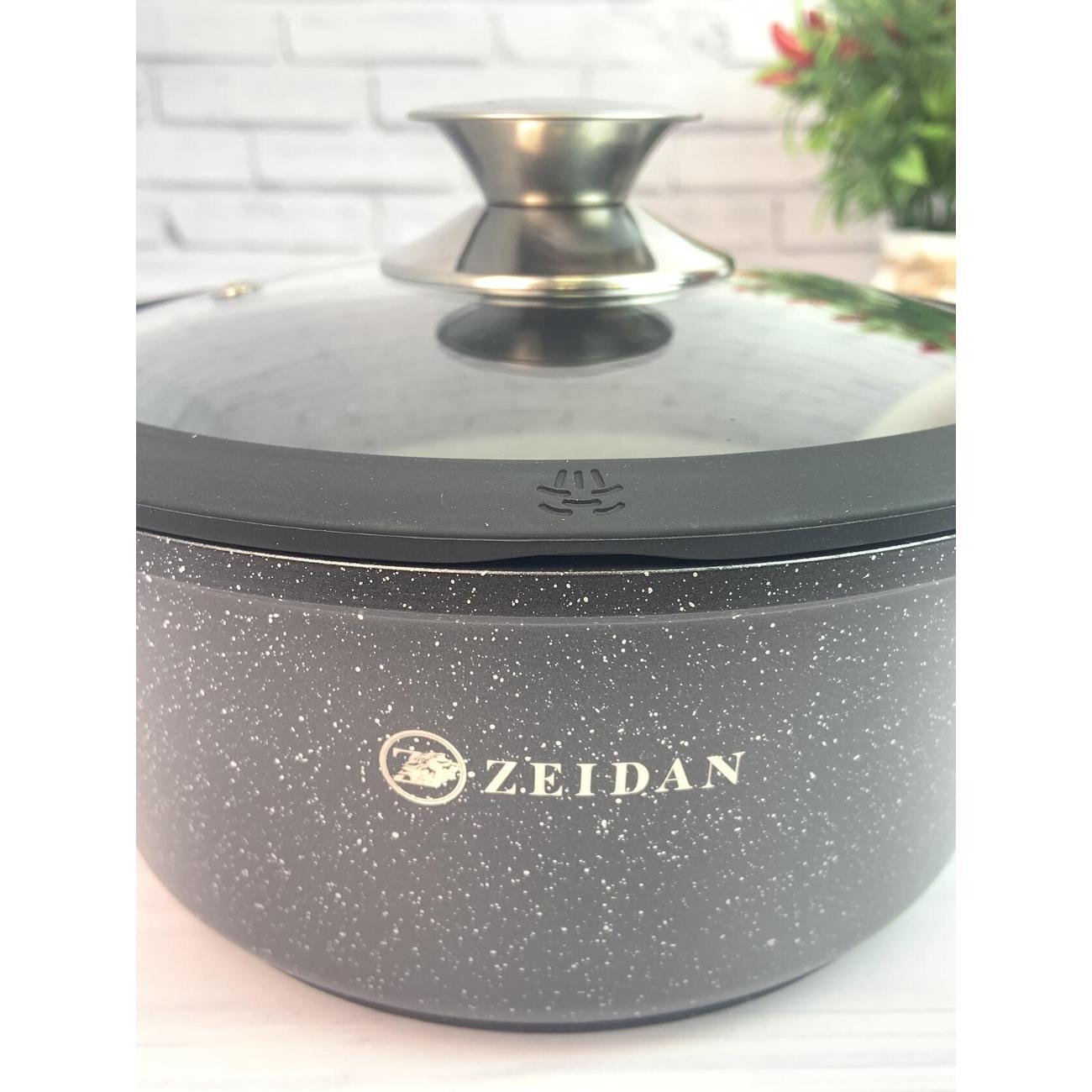 Кастрюля Zeidan 3л из алюминия с гранитным покрытием и силиконовыми прихватами