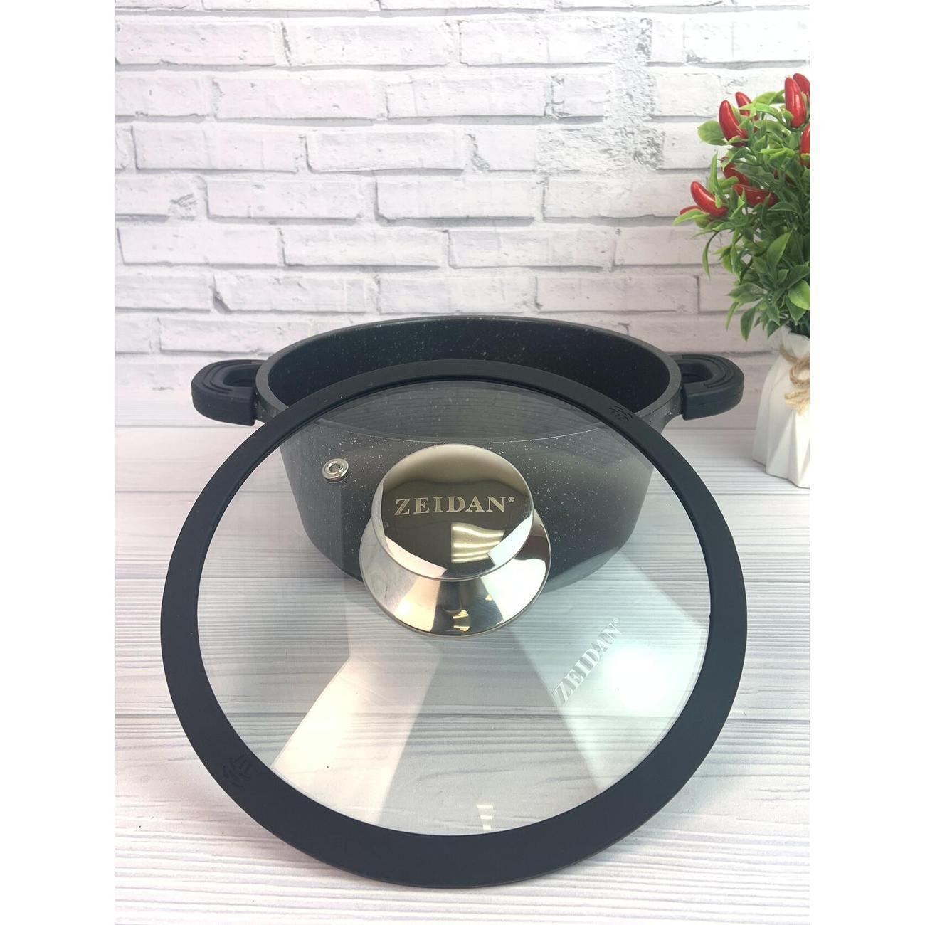 Кастрюля Zeidan 5л из алюминия с гранитным покрытием и силиконовыми прихватами