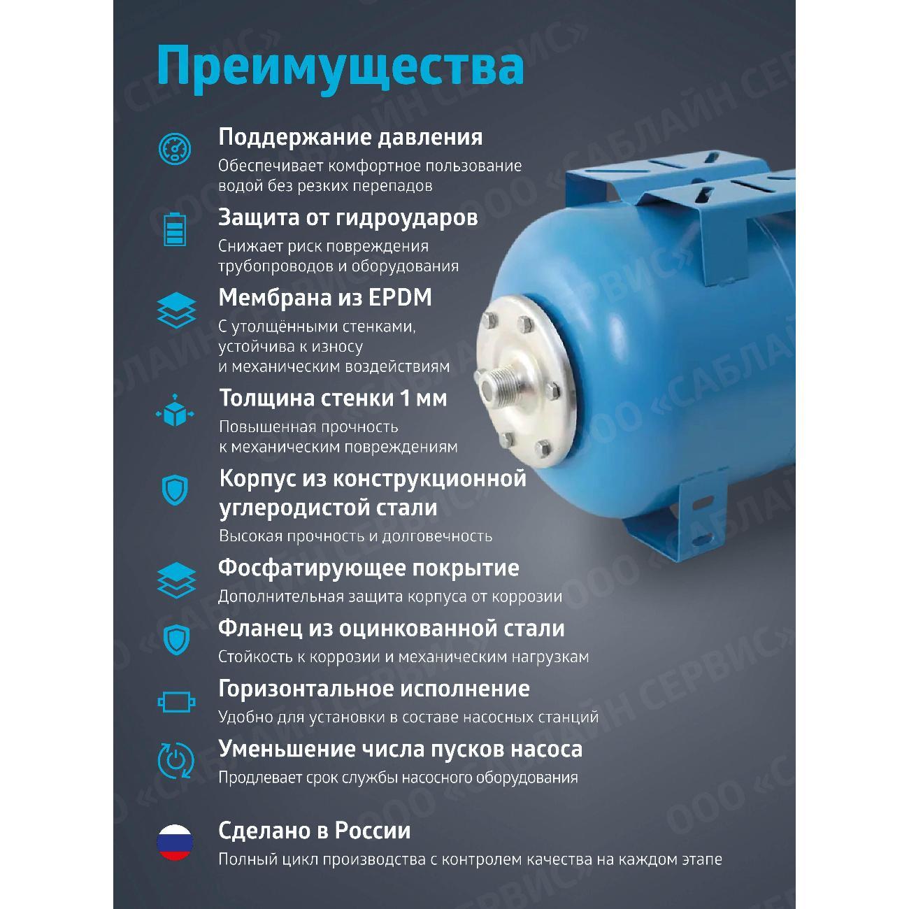 Гидроаккумулятор Unipump Гидроаккумулятор горизонтальный ГГ 35М (Россия, БЭЗ)