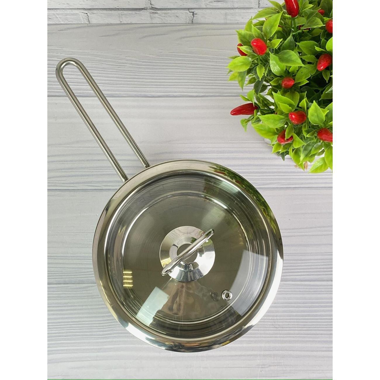 Ковш RasheL с крышкой 2л из нержавеющей стали для всех видов плит