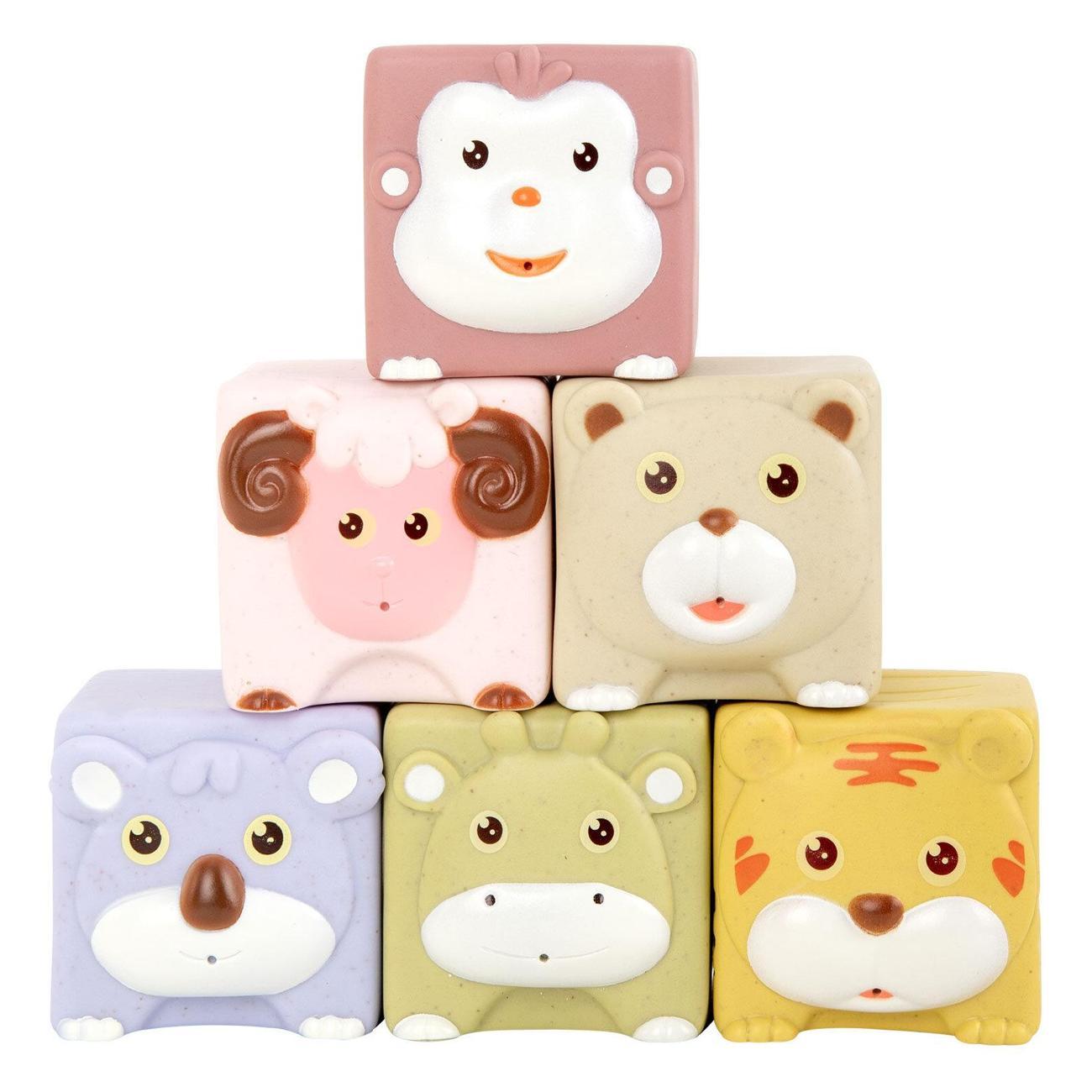 Развивающая игрушка BAMBOX Тактильные кубики пастель Животные 6ш BAMBOX BABY