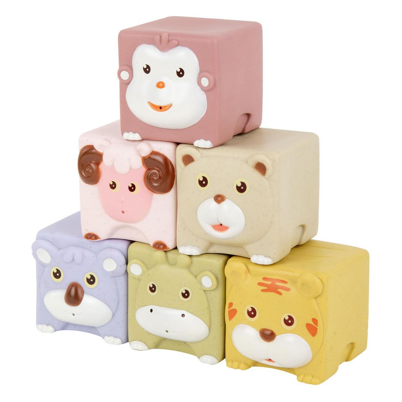 Развивающая игрушка BAMBOX Тактильные кубики пастель Животные 6ш BAMBOX BABY