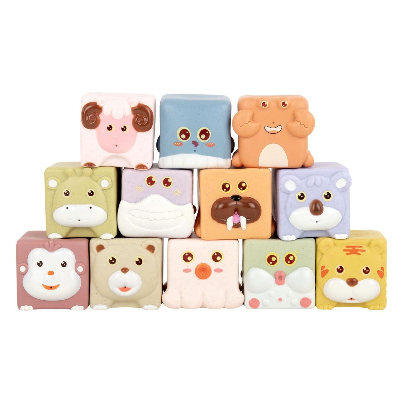 Развивающая игрушка BAMBOX Тактильные кубики Животные 12 штук BAMBOX BABY