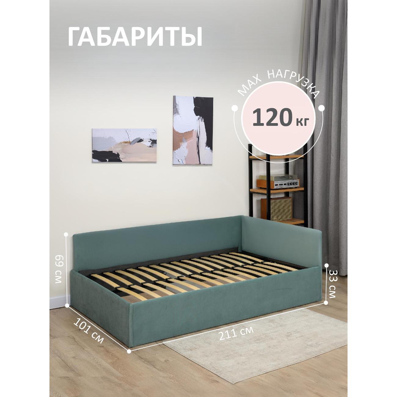 Кровать Ромак односпальная 200х90 мята А/5572