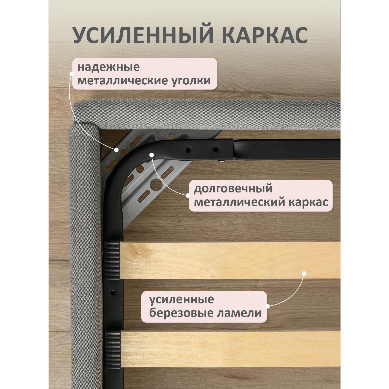 Кровать Ромак односпальная 200х120 серая шотландия А/5989