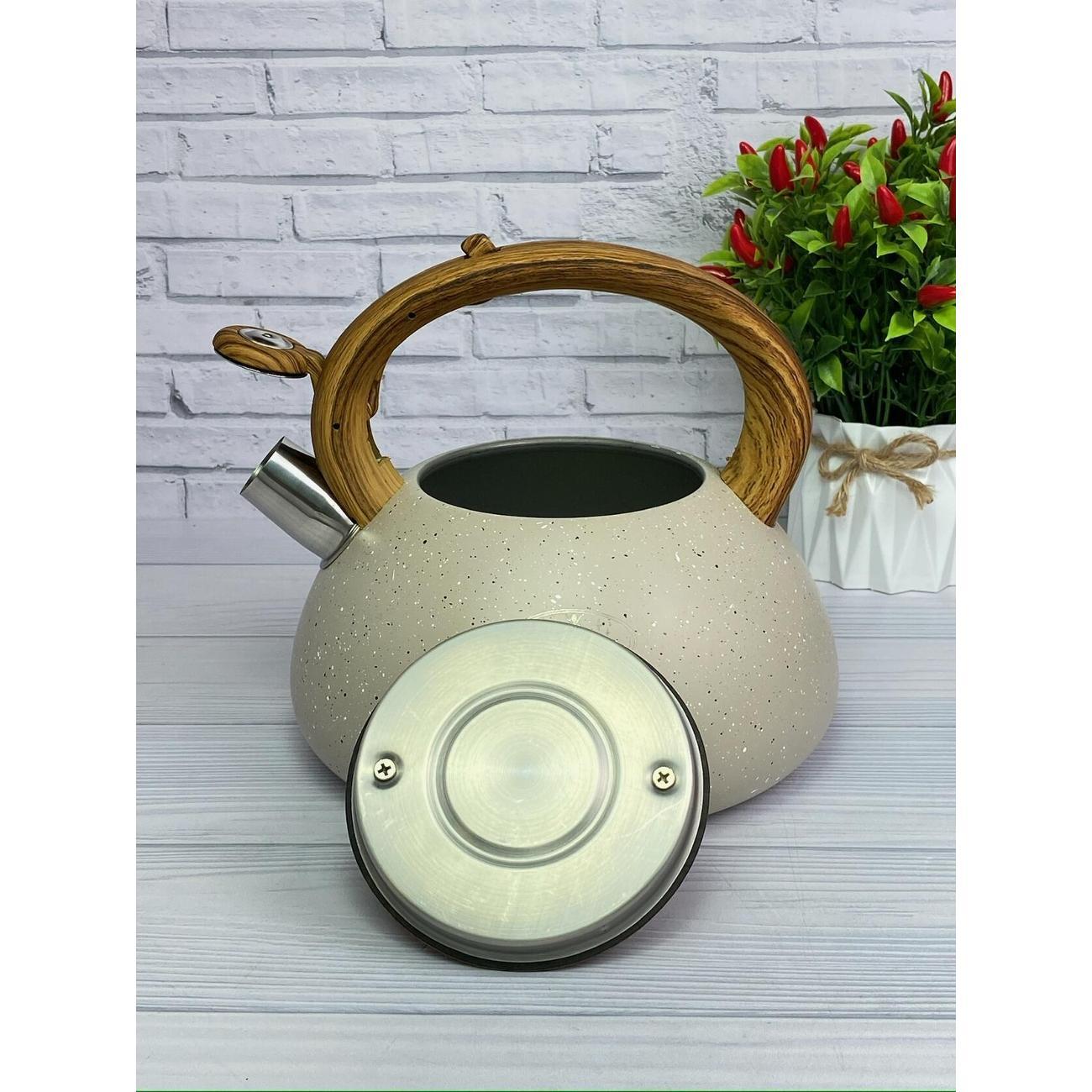 Чайник для плит Мерали 3 л со свистком из нержавеющей стали и с курковым механизмом для всех видов плит