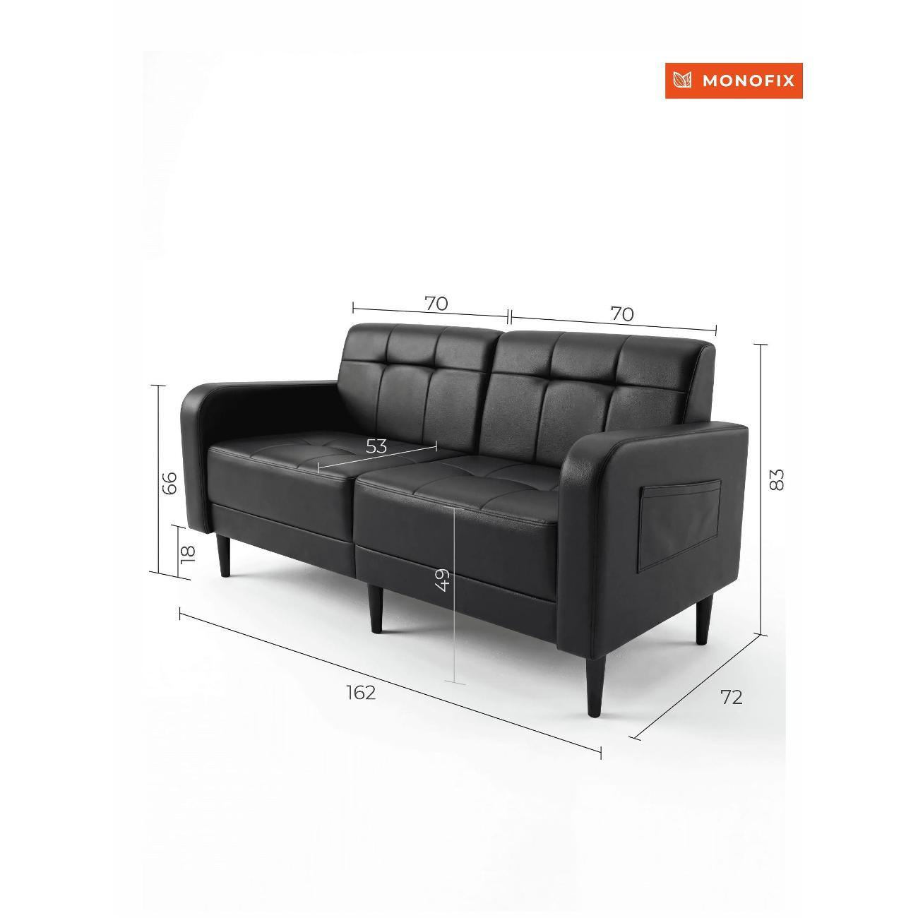 Диван Monofix Диван прямой нераскладной MONOFIX BOND 162 см экокожа черный