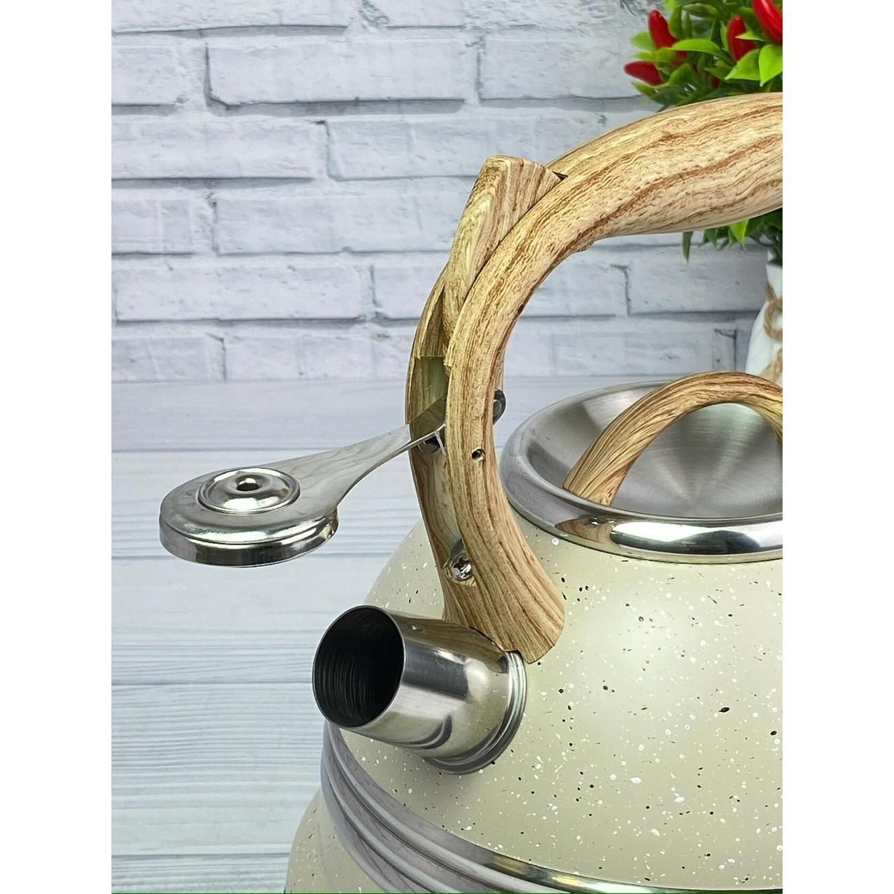 Чайник для плит Мерали 3,2 л со свистком из нержавеющей стали и с курковым механизмом для всех видов плит