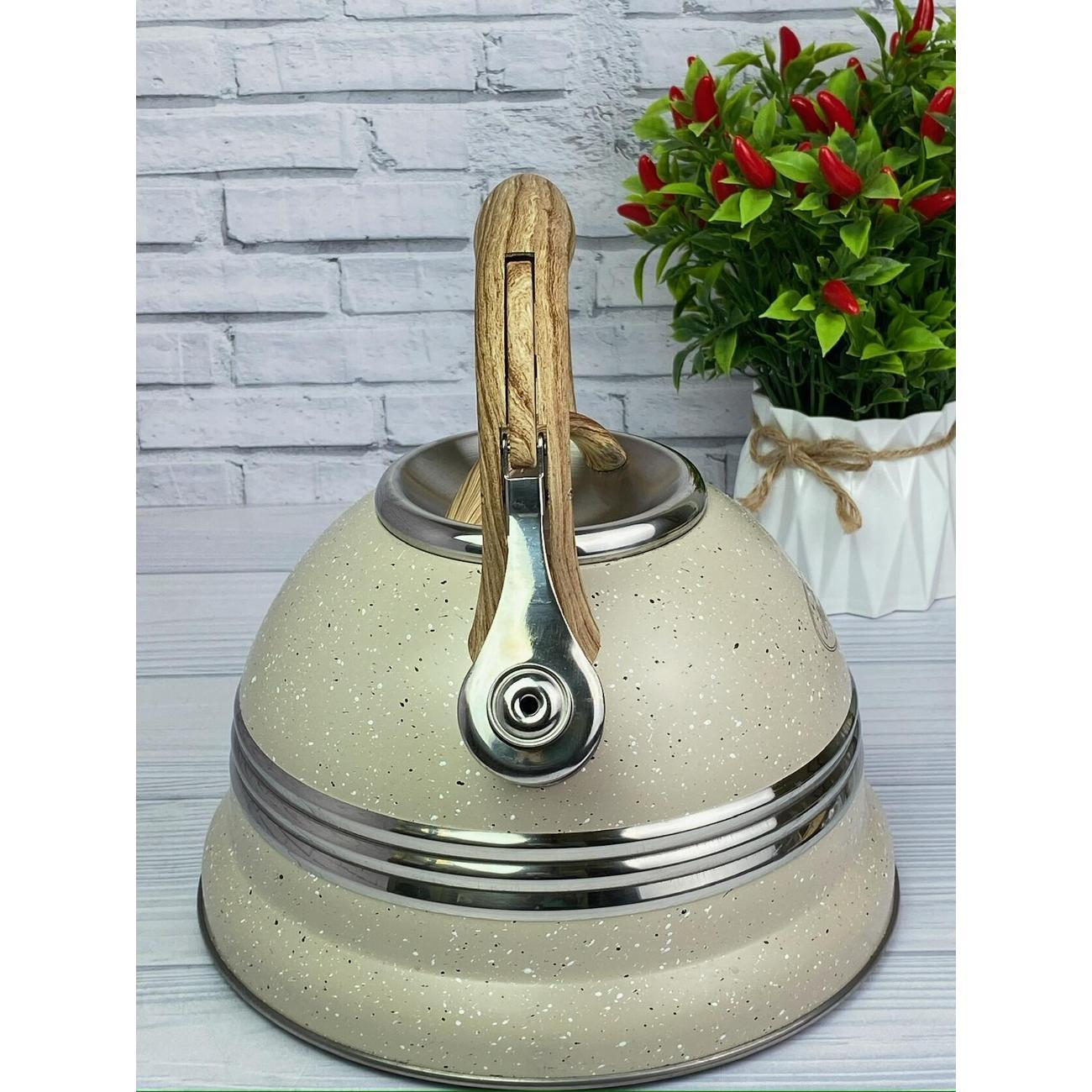 Чайник для плит Мерали 3,2 л со свистком из нержавеющей стали и с курковым механизмом для всех видов плит