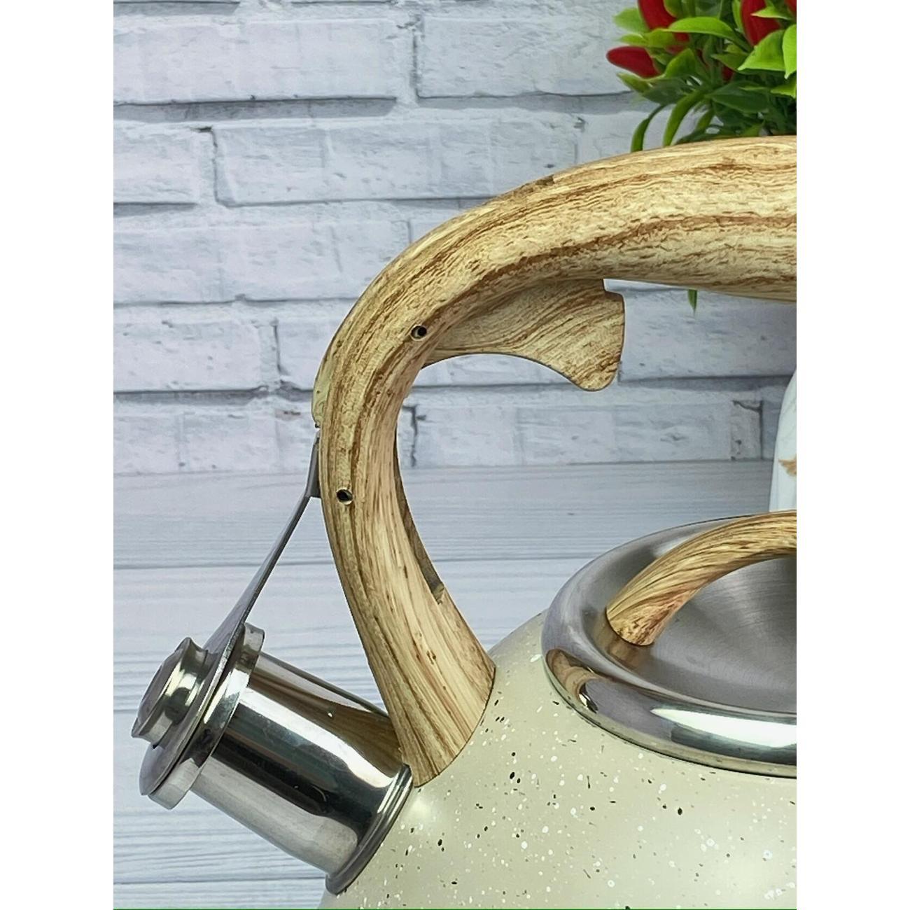 Чайник для плит Мерали 3,2 л со свистком из нержавеющей стали и с курковым механизмом для всех видов плит