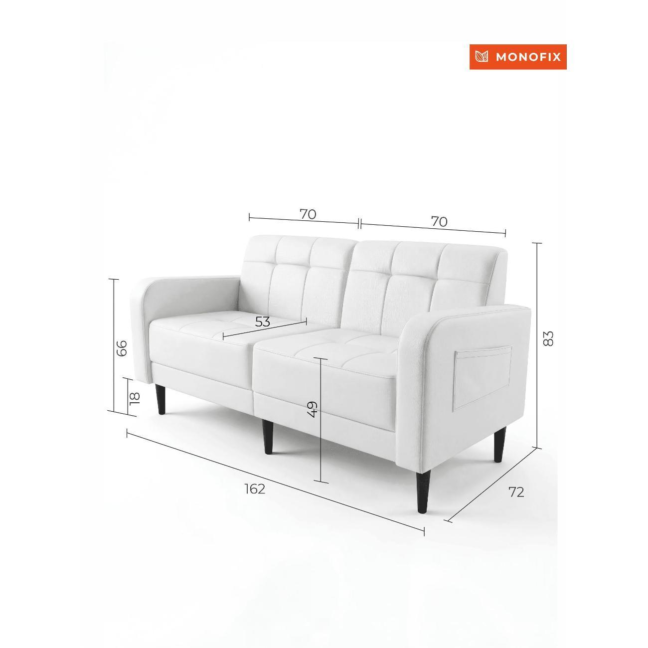 Диван Monofix Диван прямой нераскладной MONOFIX BOND 162 см экокожа белый