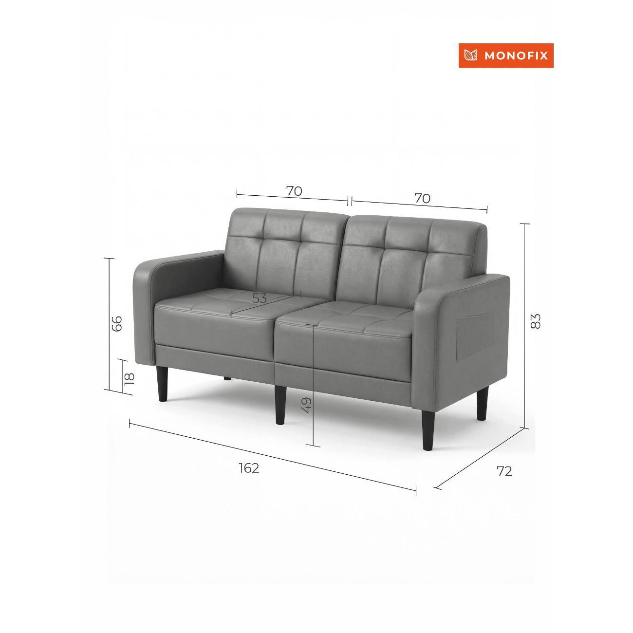Диван Monofix Диван прямой нераскладной MONOFIX BOND 162 см экокожа серый