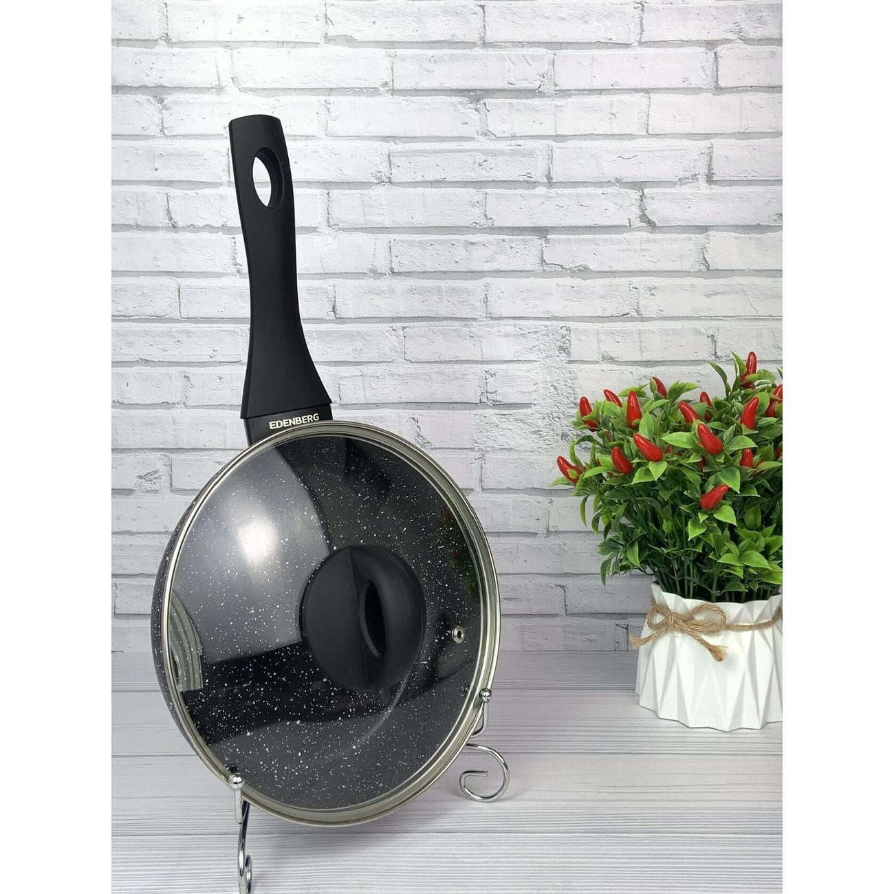 Сковорода Edenberg с крышкой 20 см с антипригарным покрытием для всех видов плит