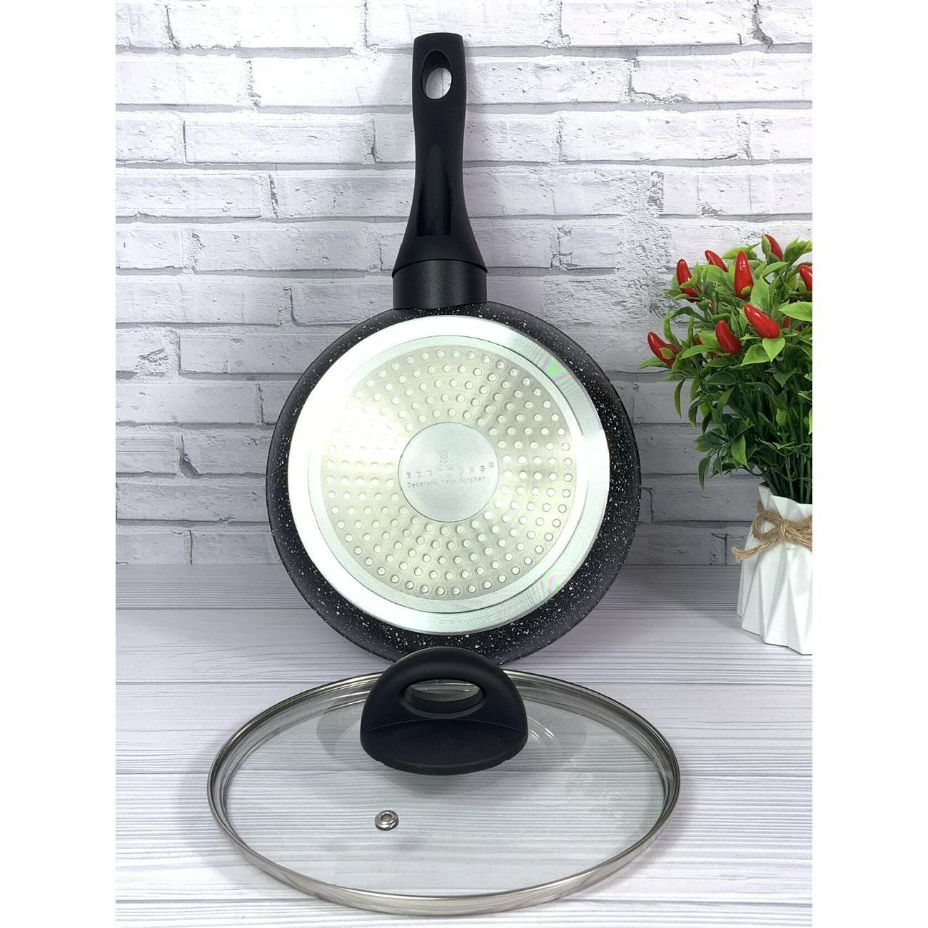 Сковорода Edenberg с крышкой 20 см с антипригарным покрытием для всех видов плит