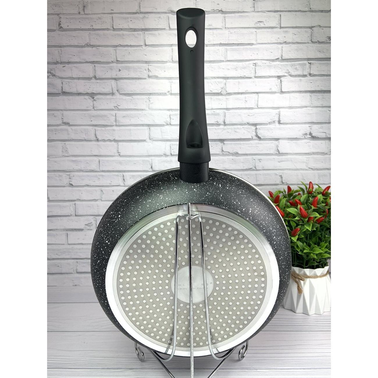 Сковорода Edenberg с крышкой 20 см мраморным покрытием и бакелитовыми ручками для всех плит