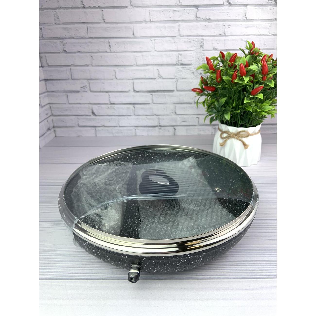 Сковорода Edenberg с крышкой 20 см мраморным покрытием и бакелитовыми ручками для всех плит