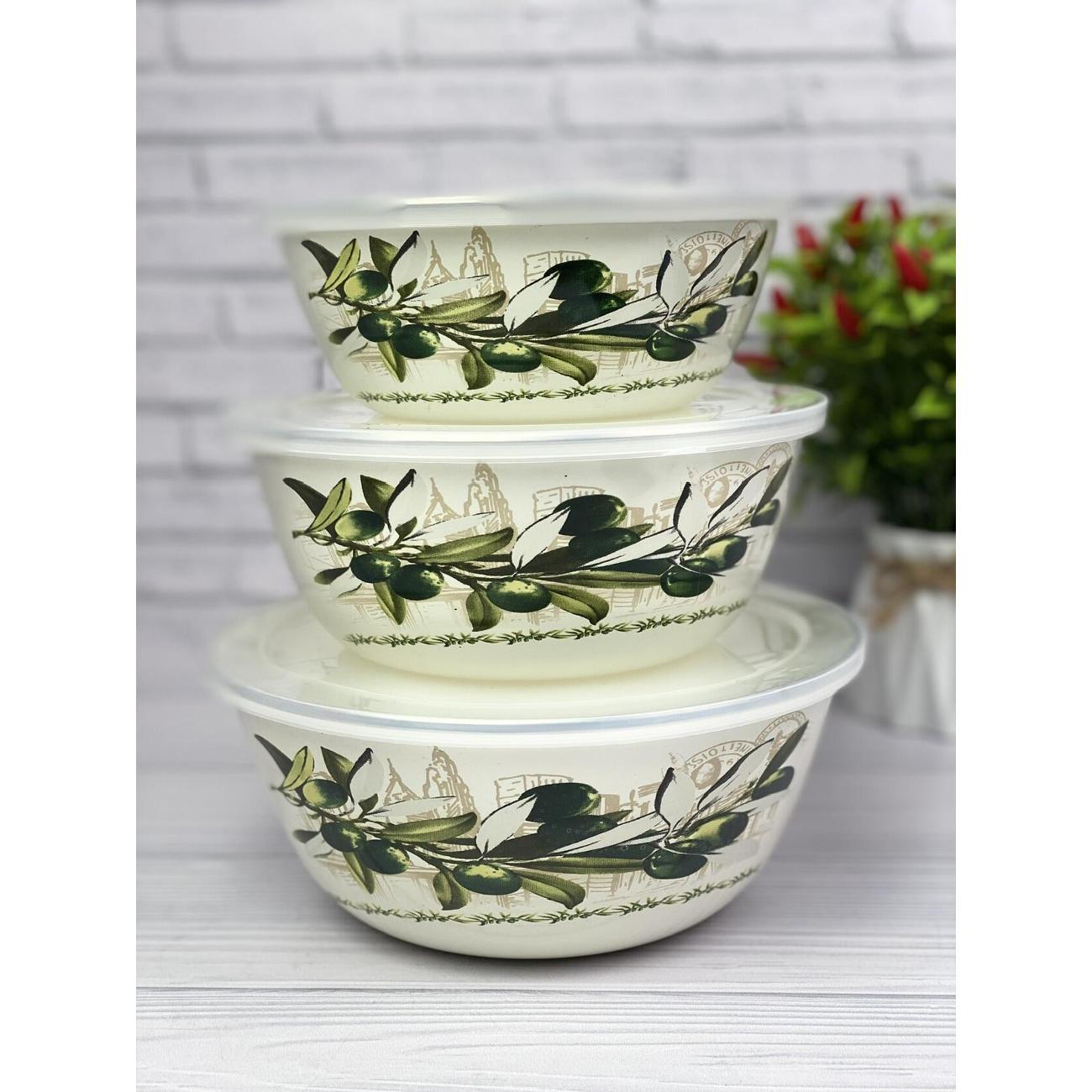 Набор салатников Zeidan из нержавеющей стали с пластиковыми крышками 3шт 1,5л 2,5л 4л