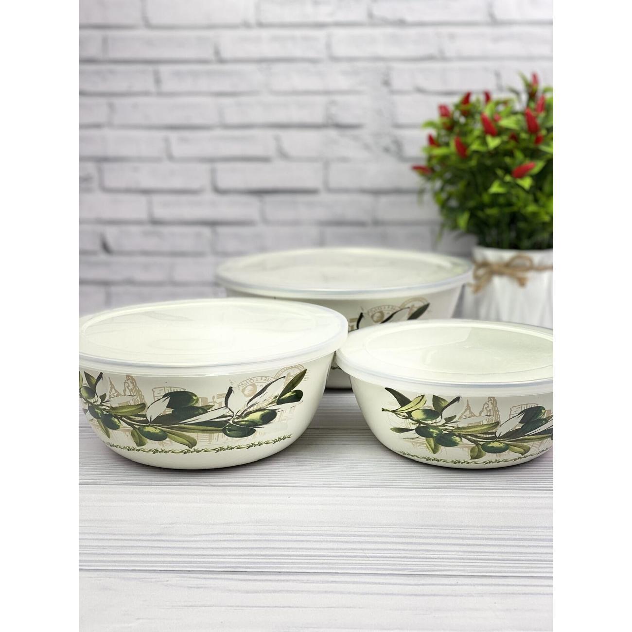 Набор салатников Zeidan из нержавеющей стали с пластиковыми крышками 3шт 1,5л 2,5л 4л