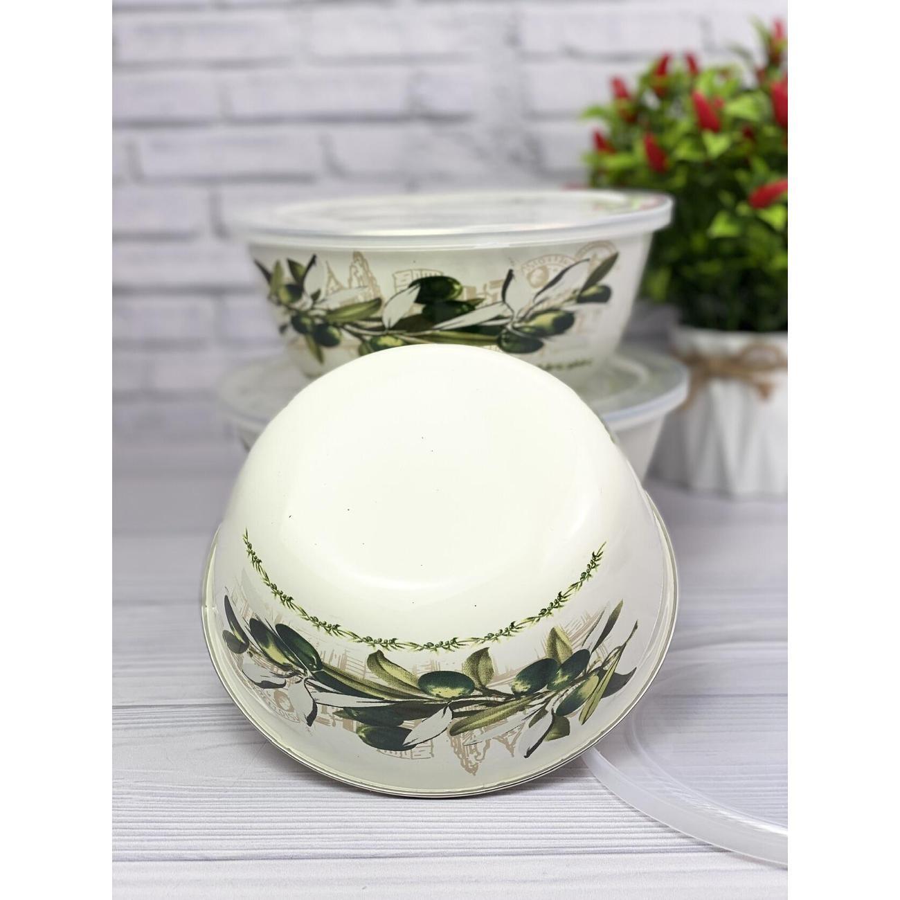 Набор салатников Zeidan из нержавеющей стали с пластиковыми крышками 3шт 1,5л 2,5л 4л