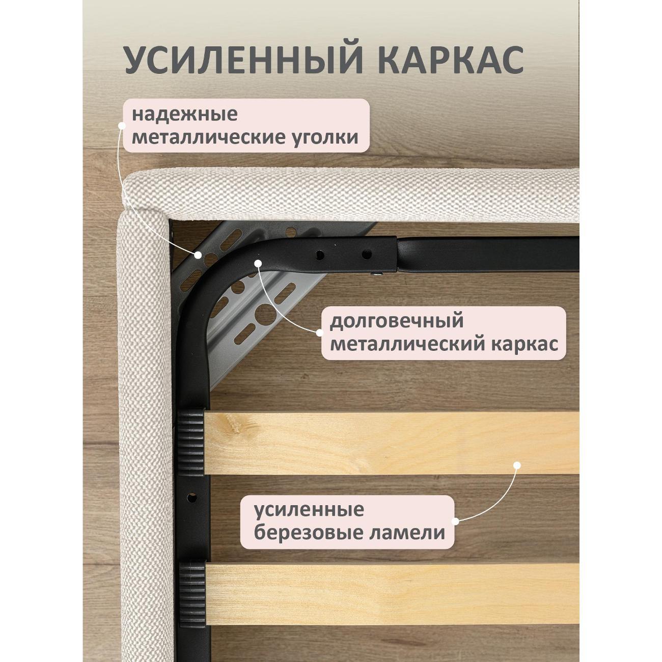 Кровать Ромак односпальная 200х90 бежевая шотландия М/5947