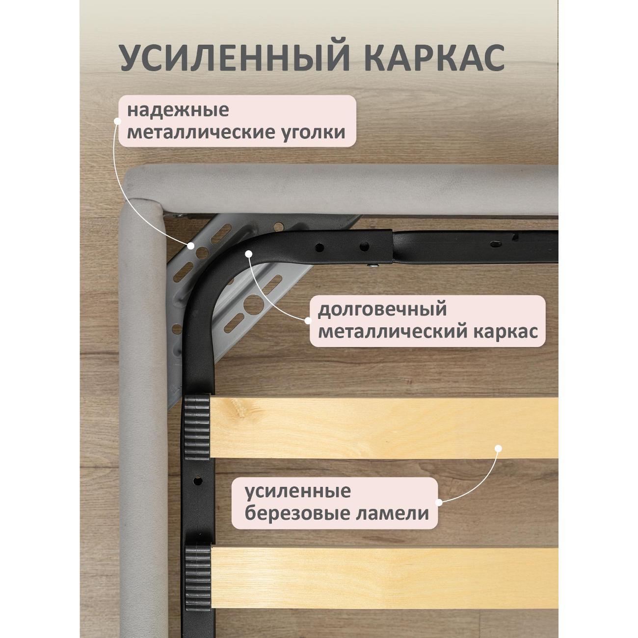 Кровать Ромак односпальная 200х120 серый пух М/5964
