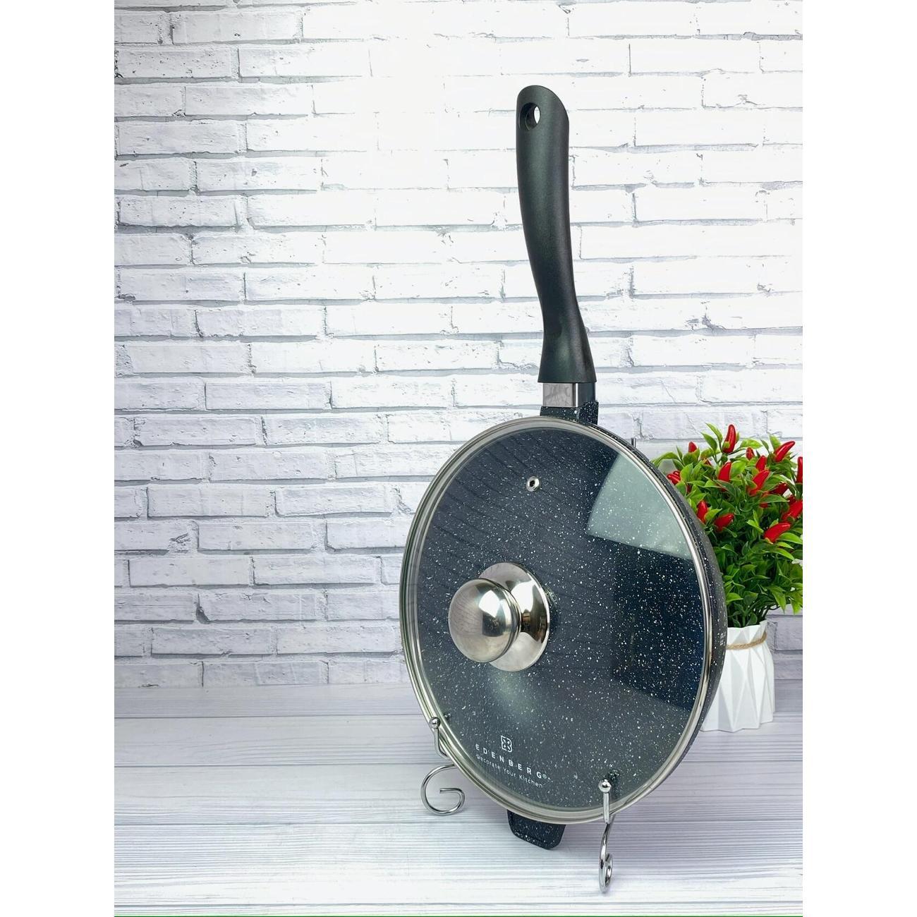 Сковорода Edenberg с крышкой 28 см 3,3 л с антипригарным покрытием и бакелитовой ручкой для всех видов плит