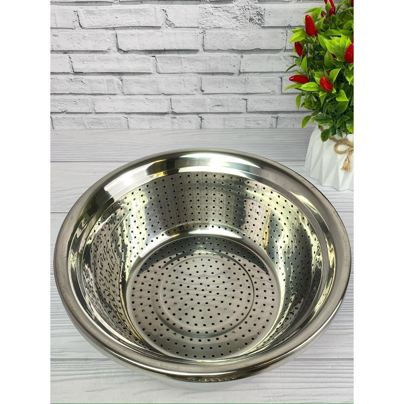 Набор салатников Edenberg из нержавеющей стали 3,5 литра с крышкой теркой 26 см для хранения и смешивания