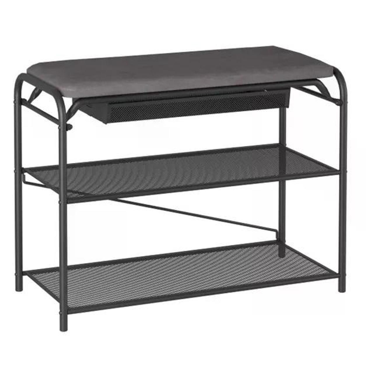 Банкетка ZMI Банкетка Гранада 23В 50х65х30 см каркас черный/сиденье серое