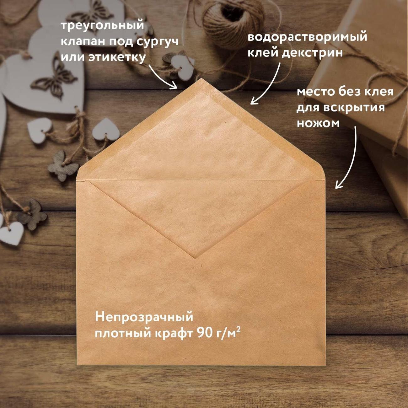 Конверт-пакет Brauberg Конверты С6 КРАФТ 50шт 90г/м2 клей треугол.клапан