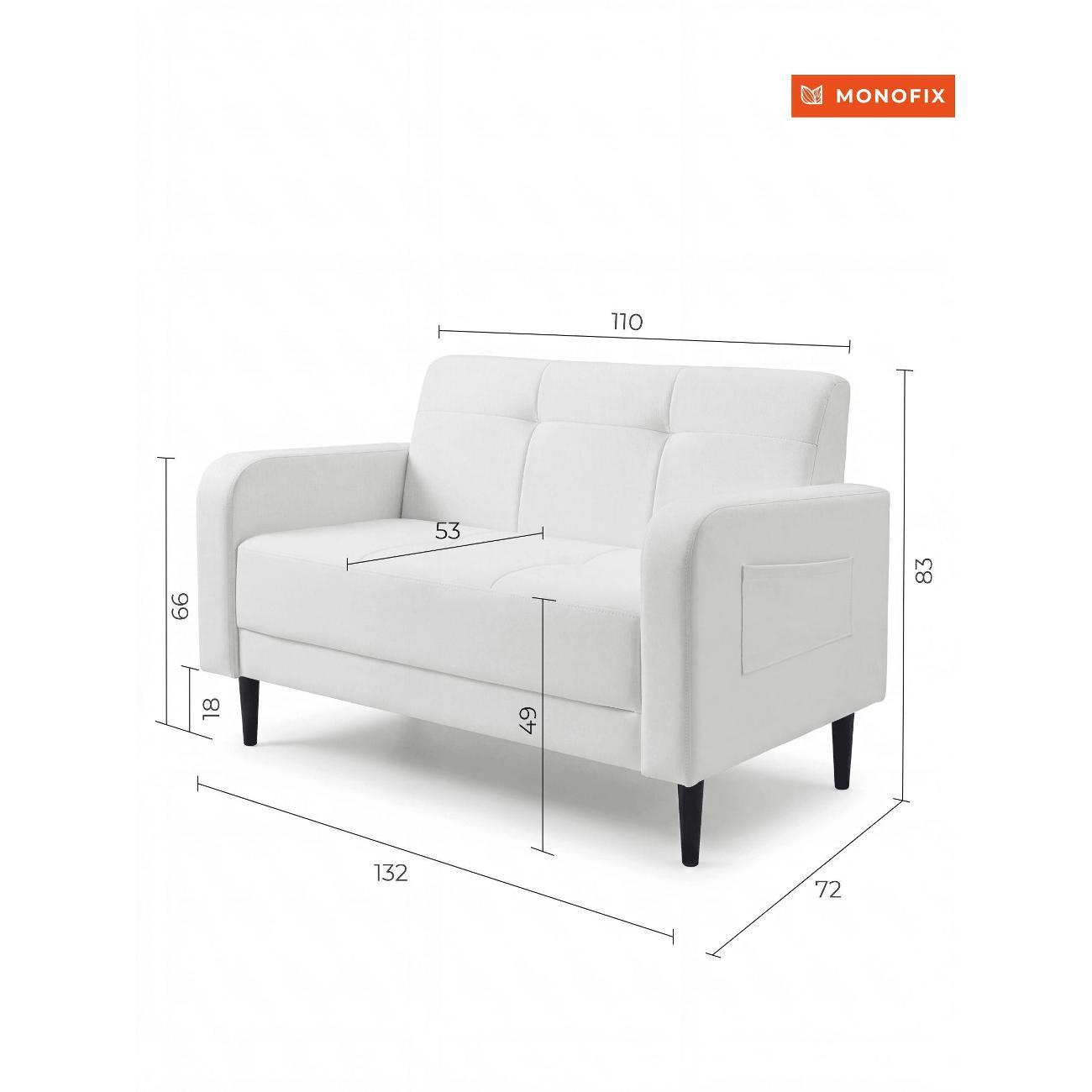 Диван Monofix Диван прямой нераскладной MONOFIX BOND 132 см экокожа белый