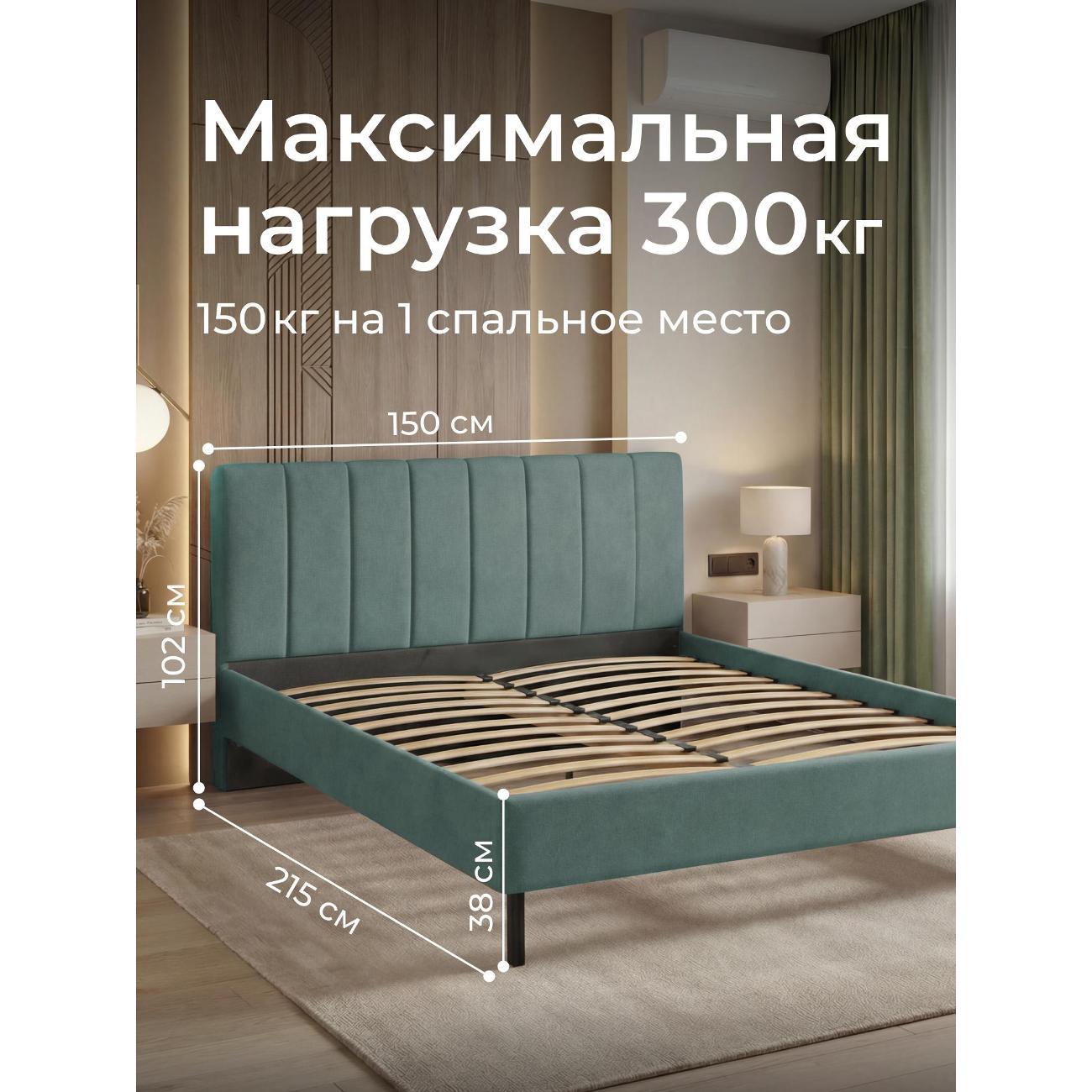 Кровать Ромак двуспальная 140х200 мята Б/ВИ/5251