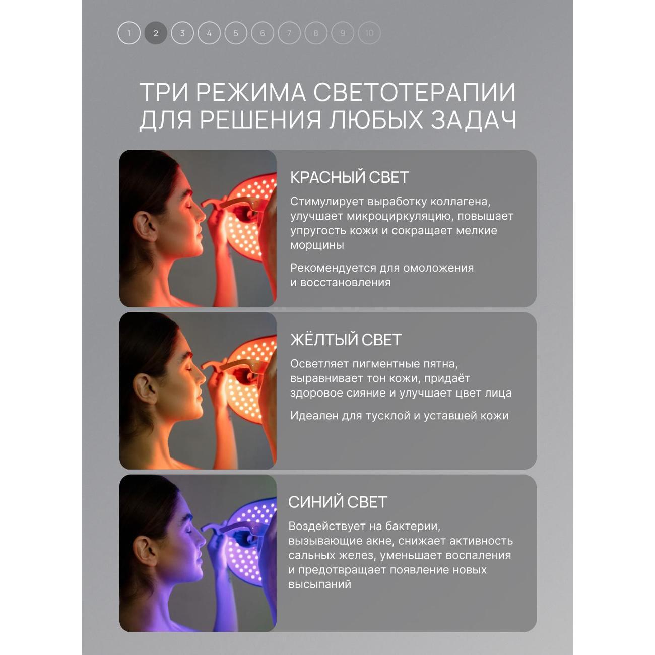 Маска косметическая TOUCHBeauty Светодиодная беспроводная LED маска для омоложения кожи лица