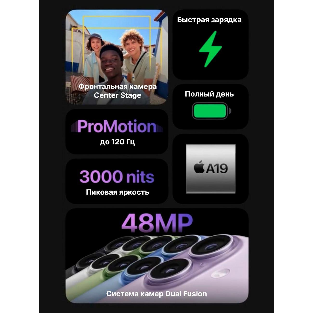 Смартфон Apple iPhone 17 256GB черный - SIM+eSIM (A3520 IN/HK/UK)