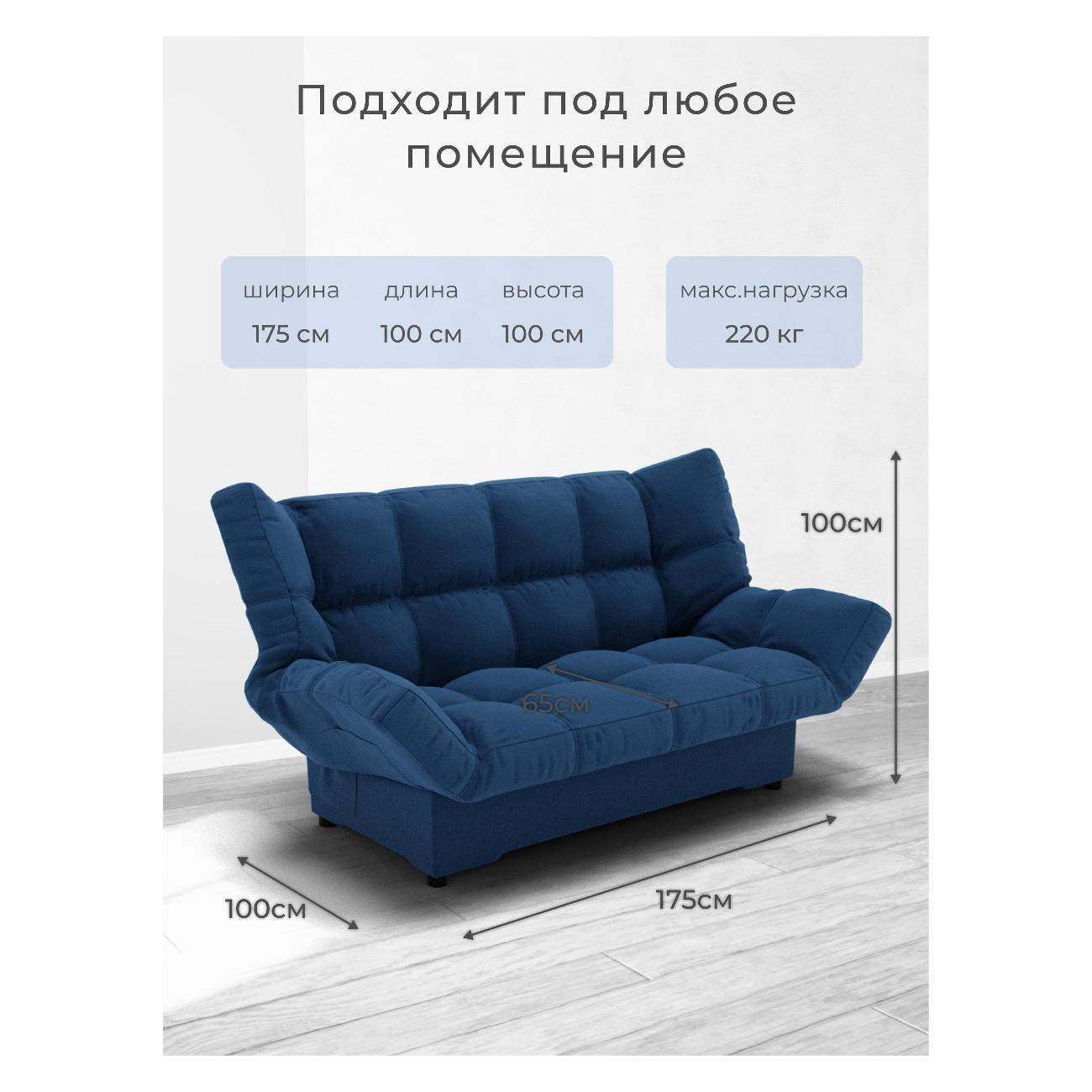 Диван Yorcom синий, механизм Клик-кляк, 205х100х100