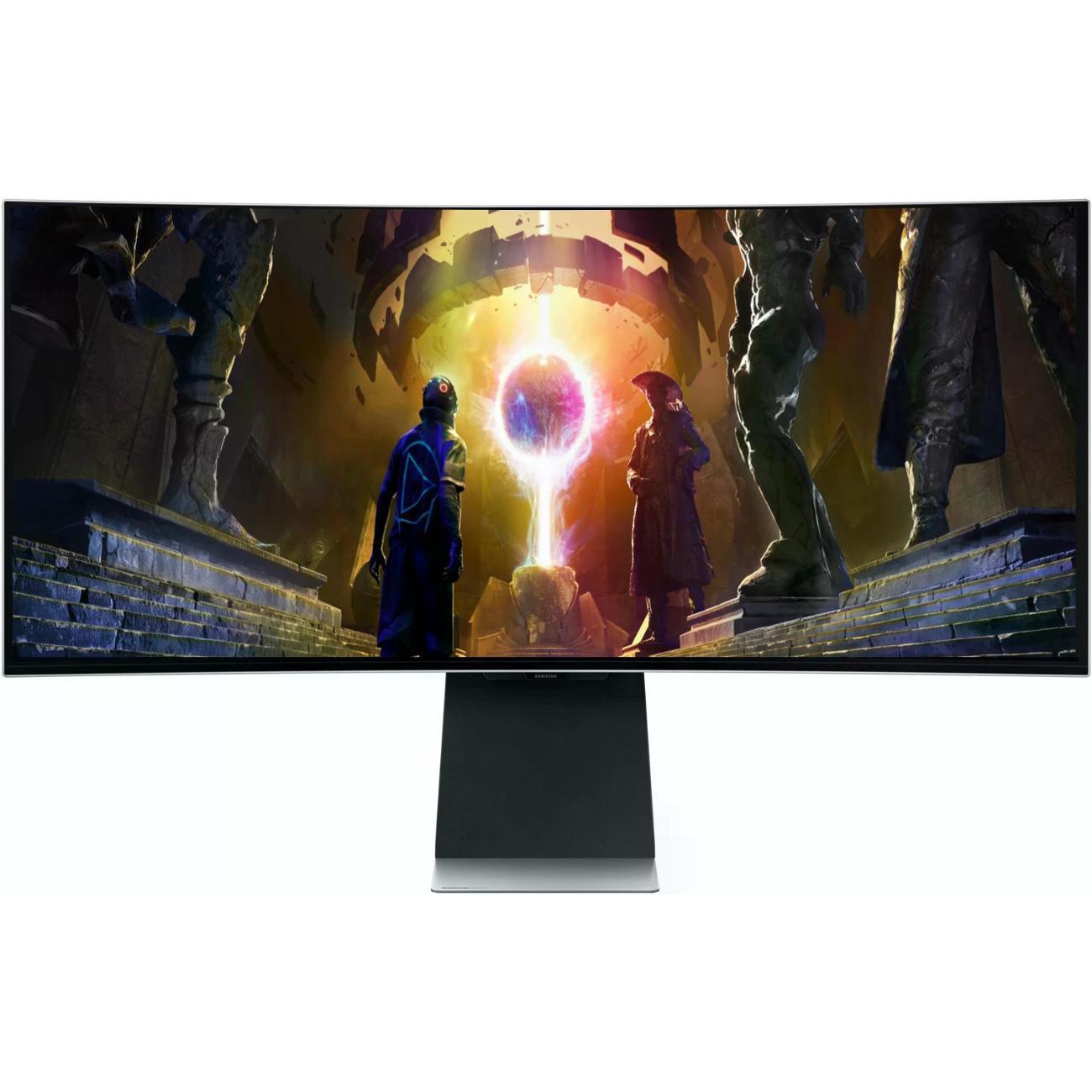 Монитор игровой Samsung 34" S34DG852SI, 3440x1440, OLED, 175Hz, HDMIx2+DP+USB-C, curved, Smart, серебро фото