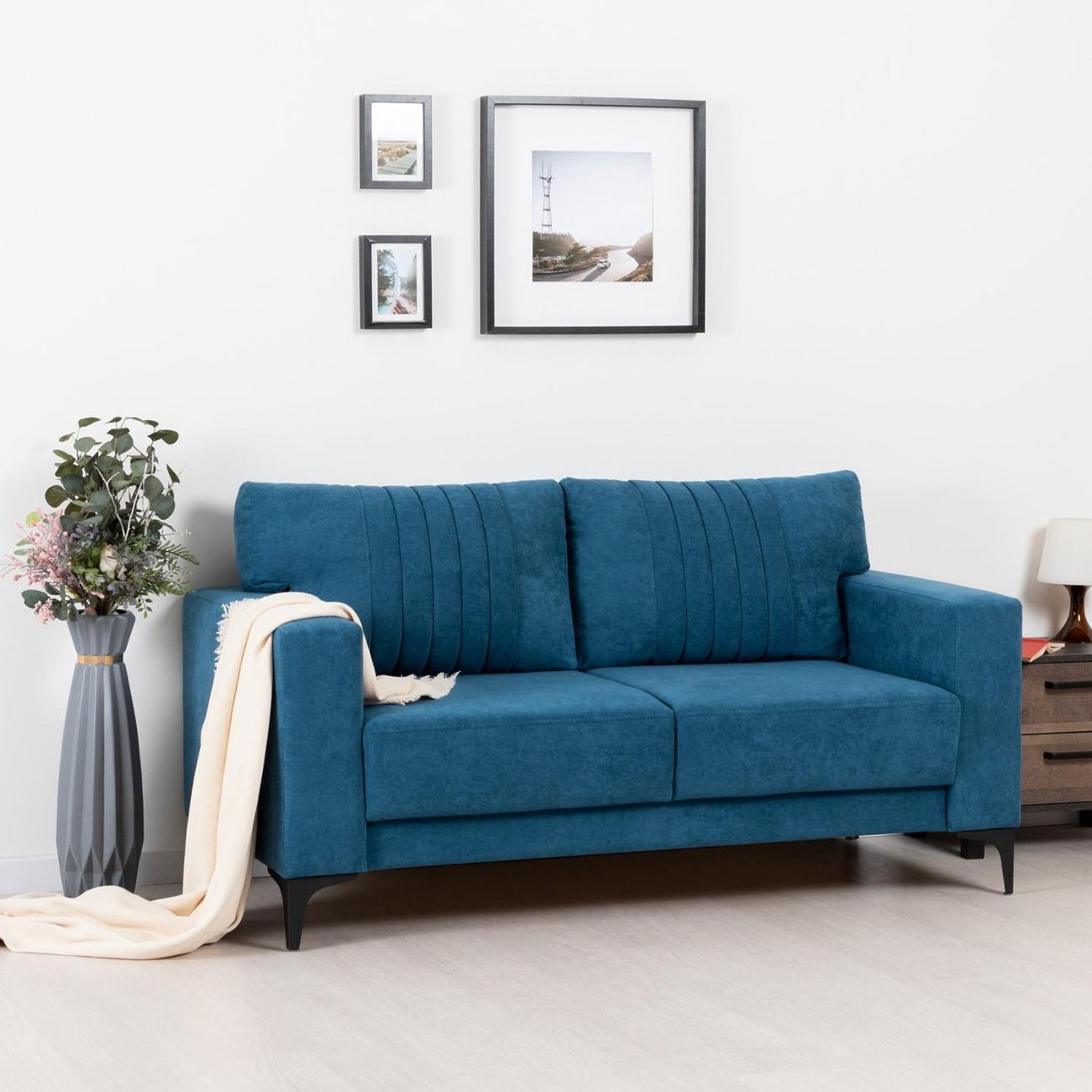 Диван Logium Рико прямой нераскладной велюр Арт. ТД 388 Вивальди 13 (синий деним)