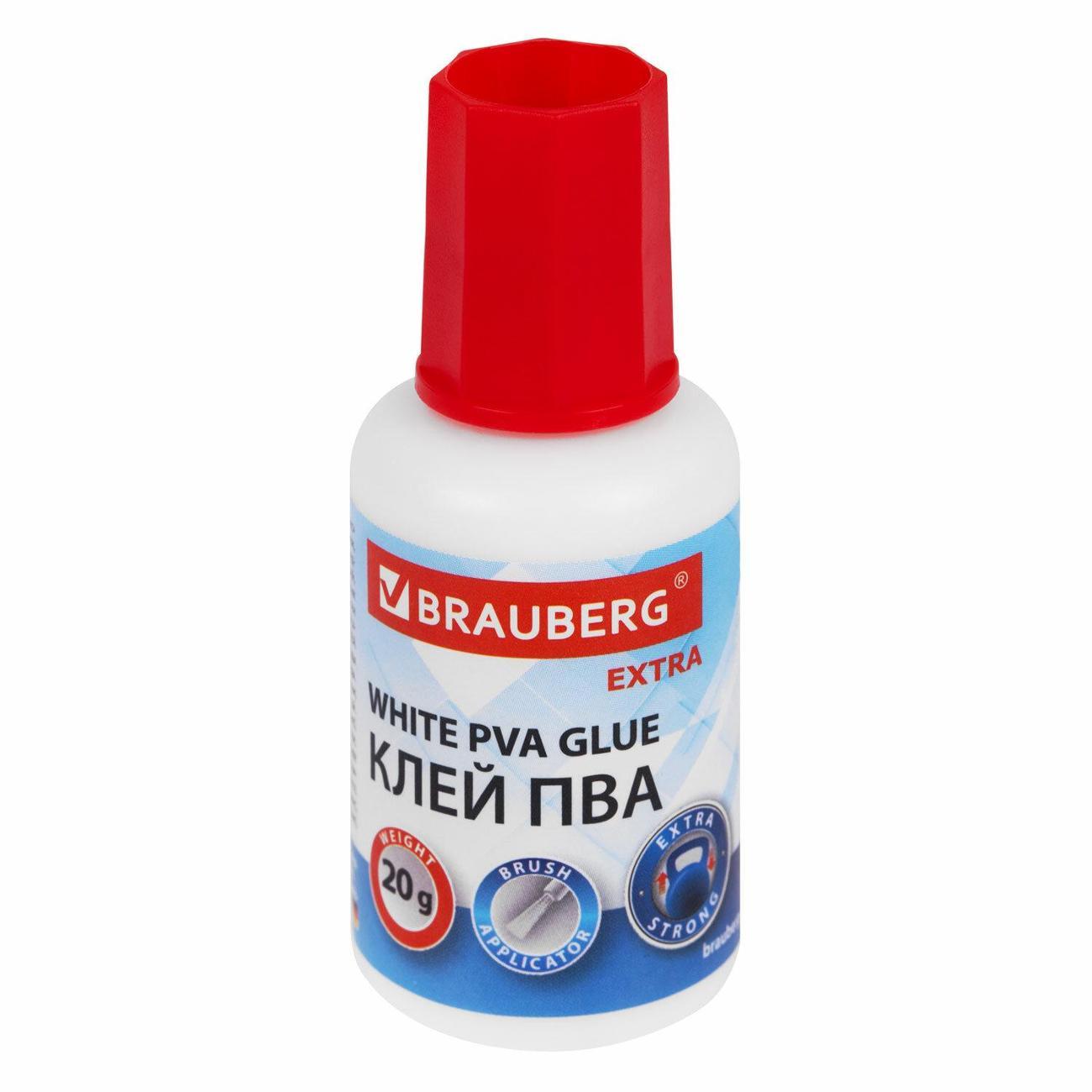 Клей Brauberg Клей ПВА BRAUBERG 20 г с кисточкой, 3шт