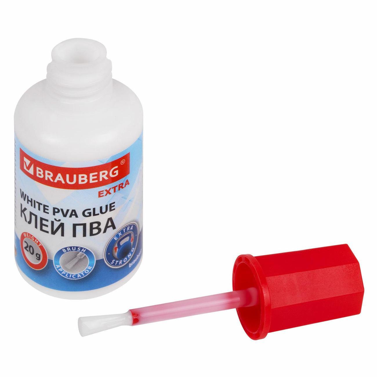 Клей Brauberg Клей ПВА BRAUBERG 20 г с кисточкой, 3шт