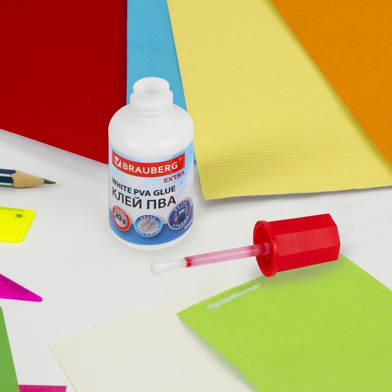 Клей Brauberg Клей ПВА BRAUBERG 20 г с кисточкой, 3шт