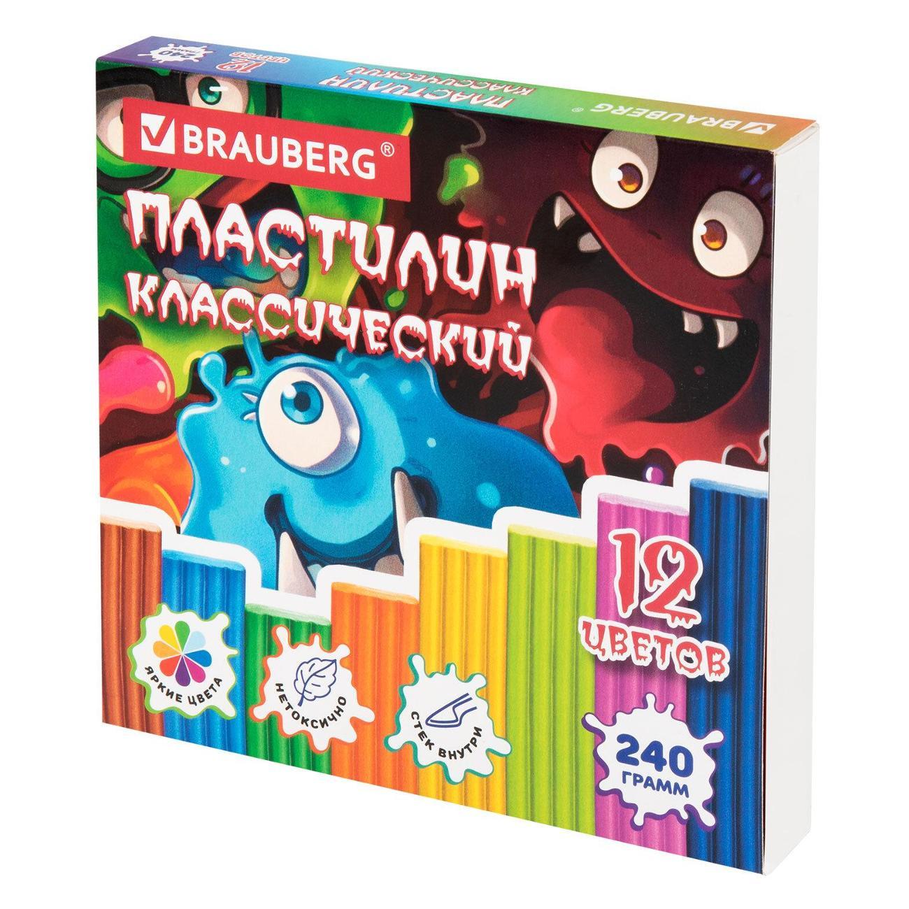 Пластилин Brauberg Пластилин BRG МОНСТРИКИ 12цв 240г стек