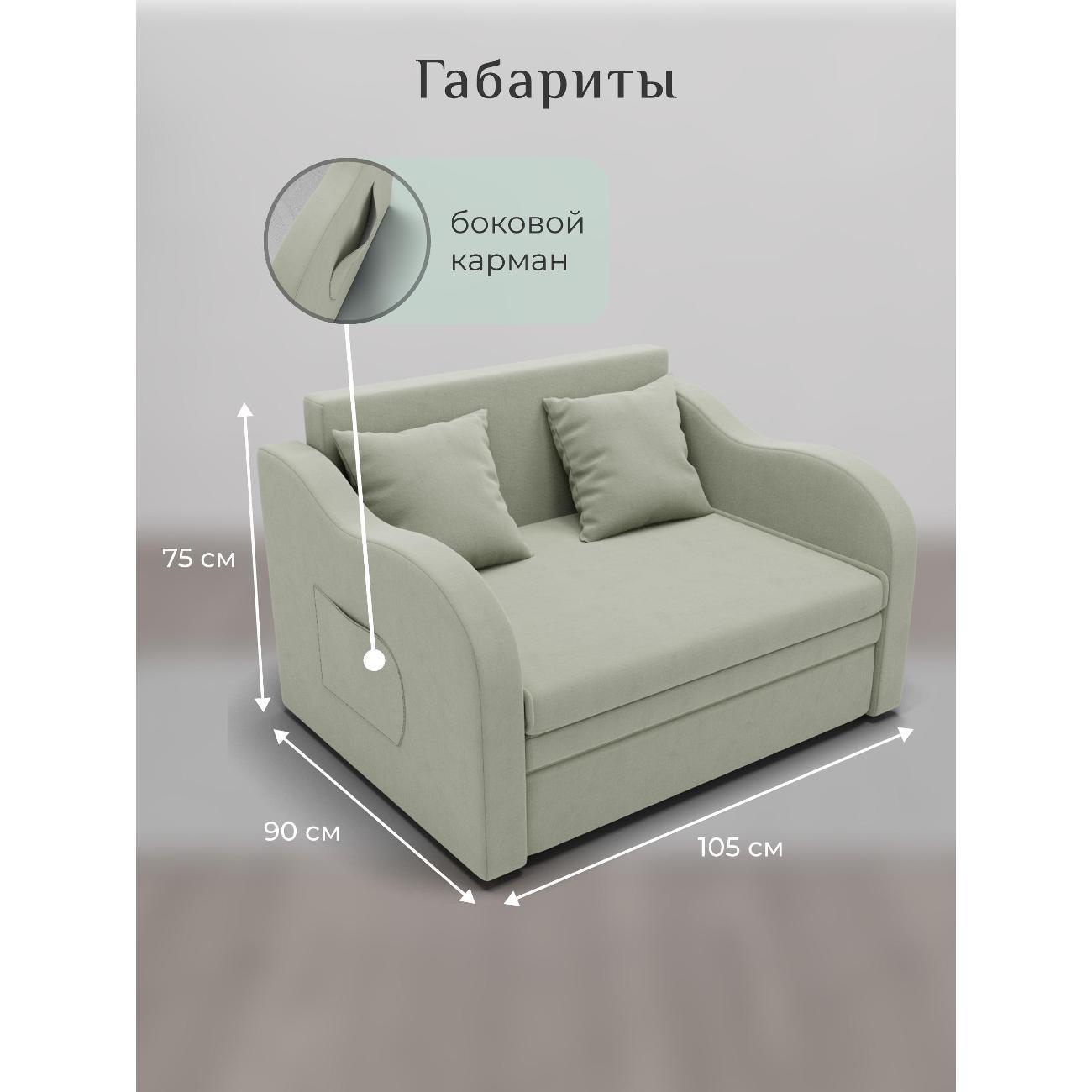 Диван Yorcom Бали ментоловый, механизм выкатной, 106х87х77