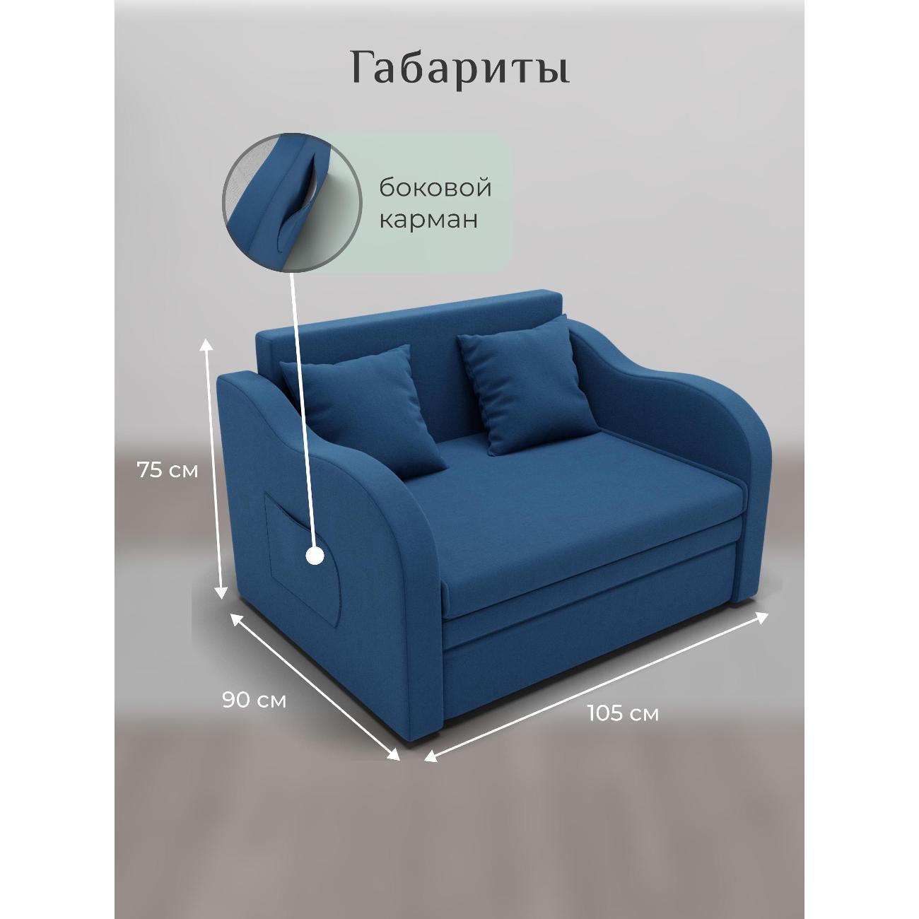 Диван Yorcom Бали синий, механизм выкатной, 106х87х77