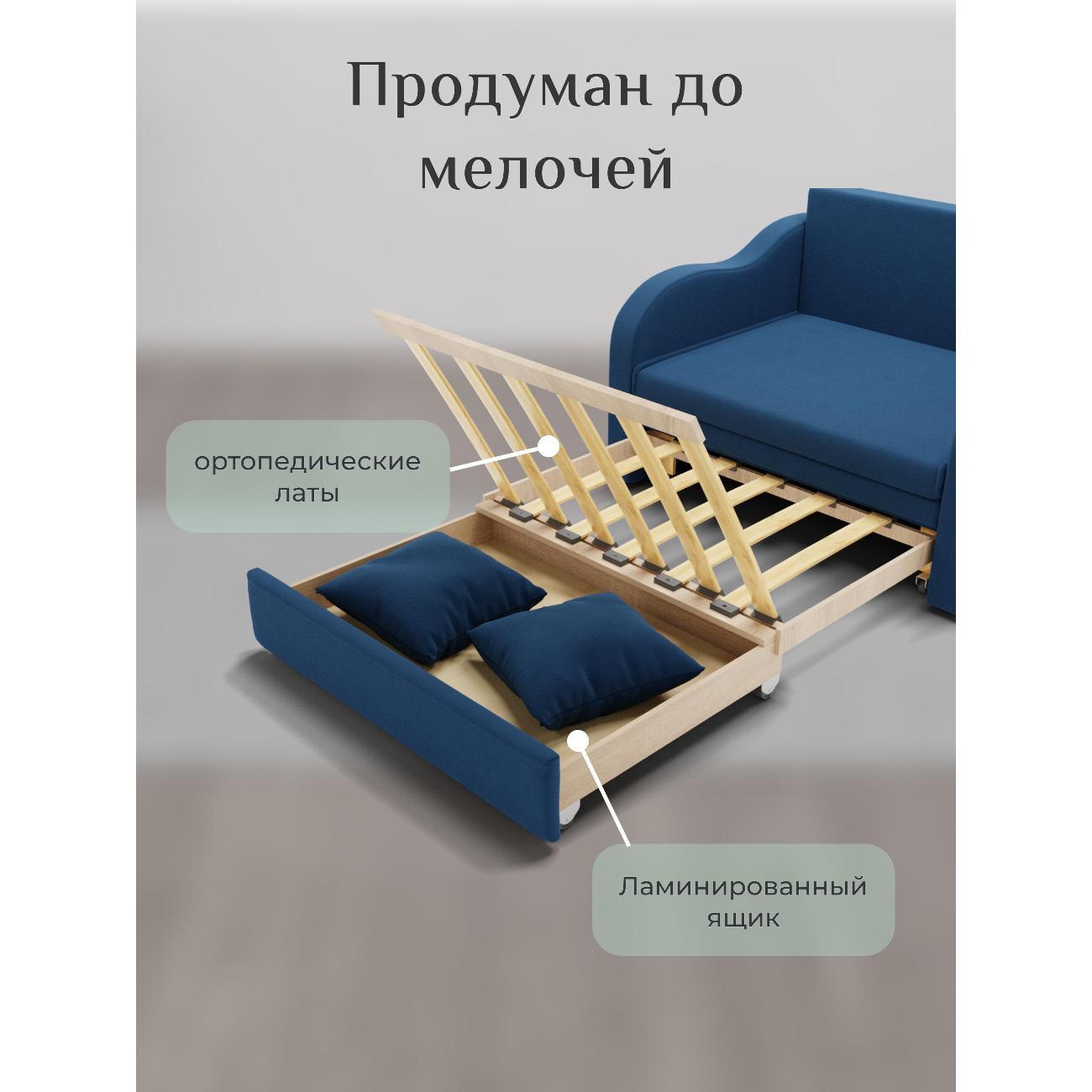 Диван Yorcom Бали синий, механизм выкатной, 106х87х77