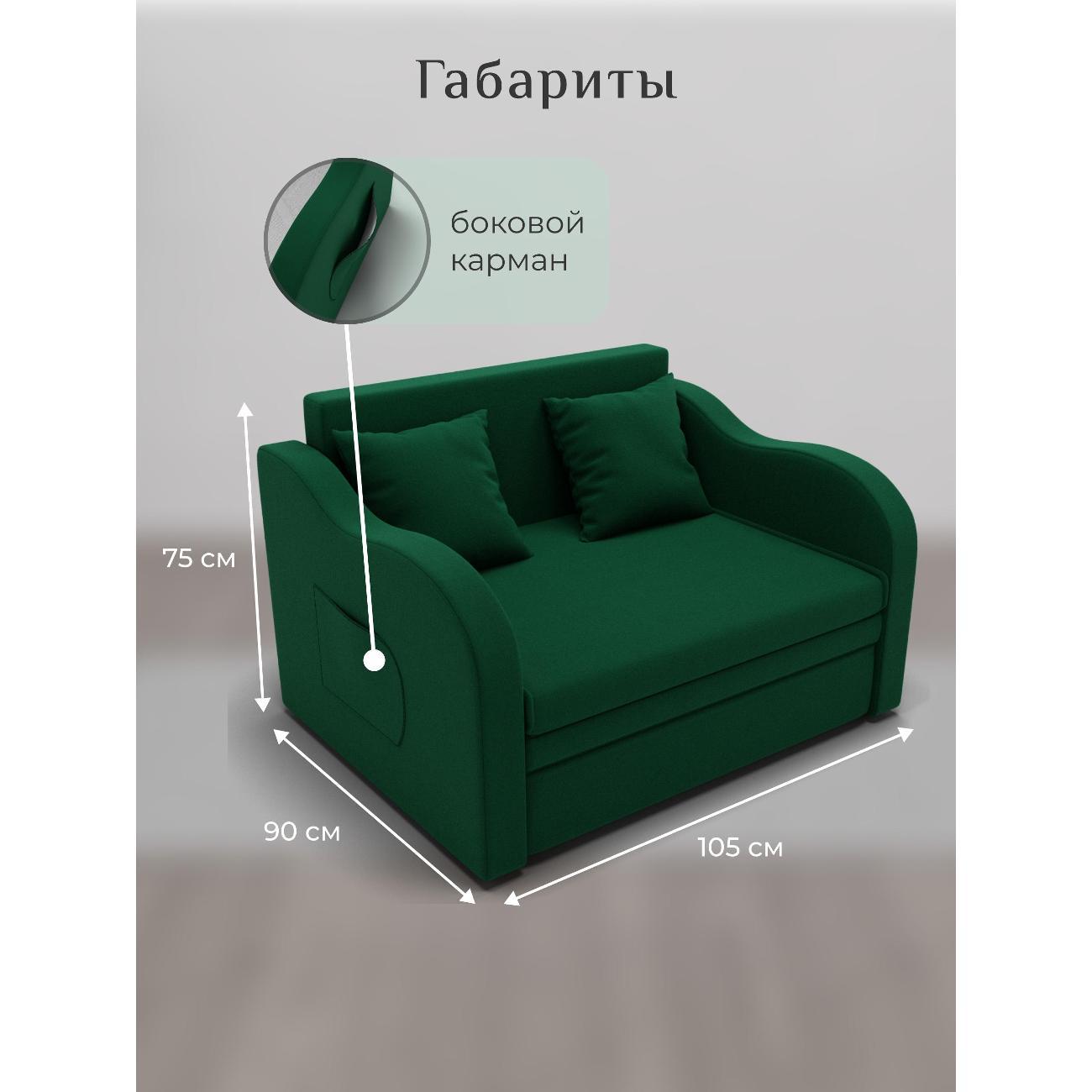 Диван Yorcom Бали зеленый, механизм выкатной, 106х87х77