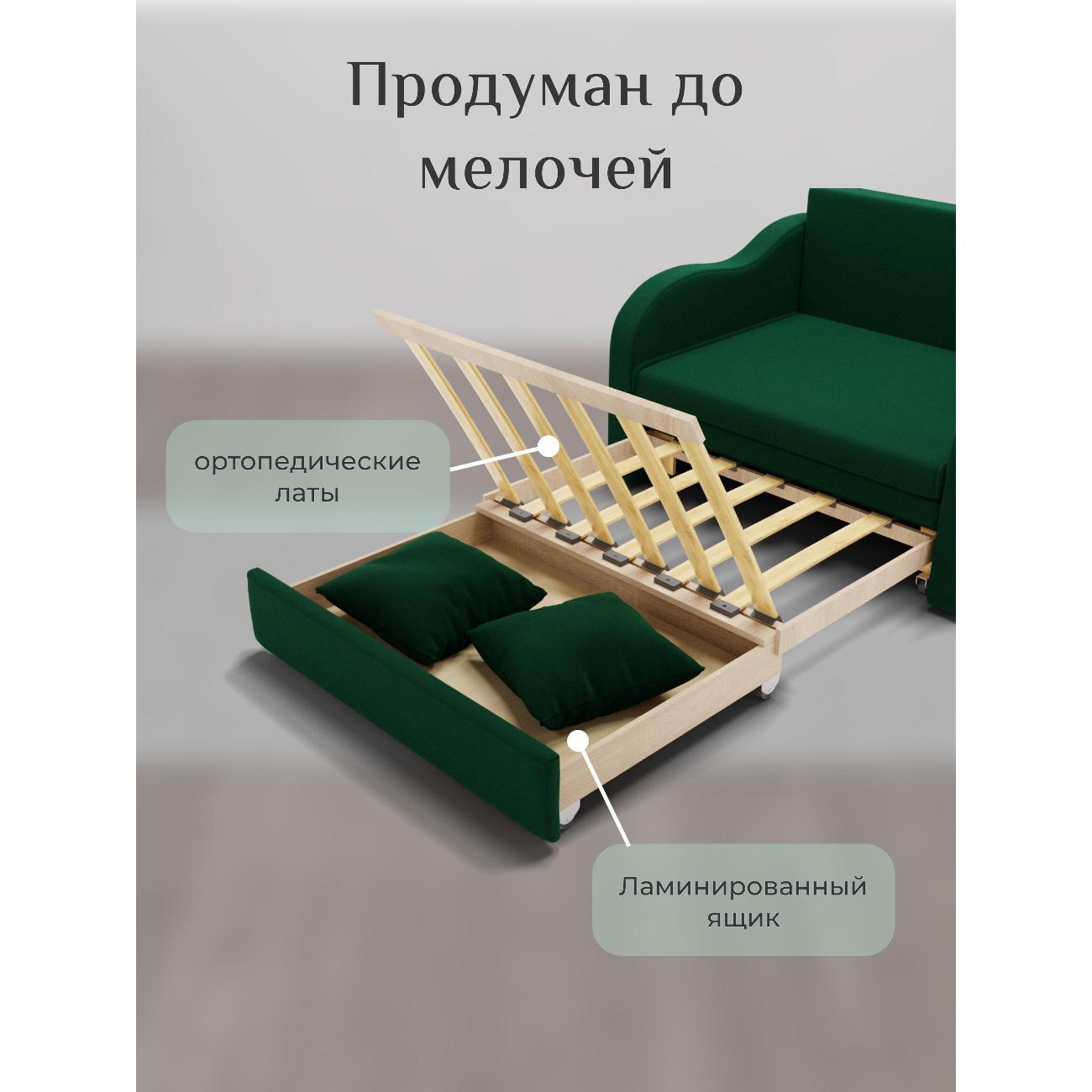 Диван Yorcom Бали зеленый, механизм выкатной, 106х87х77