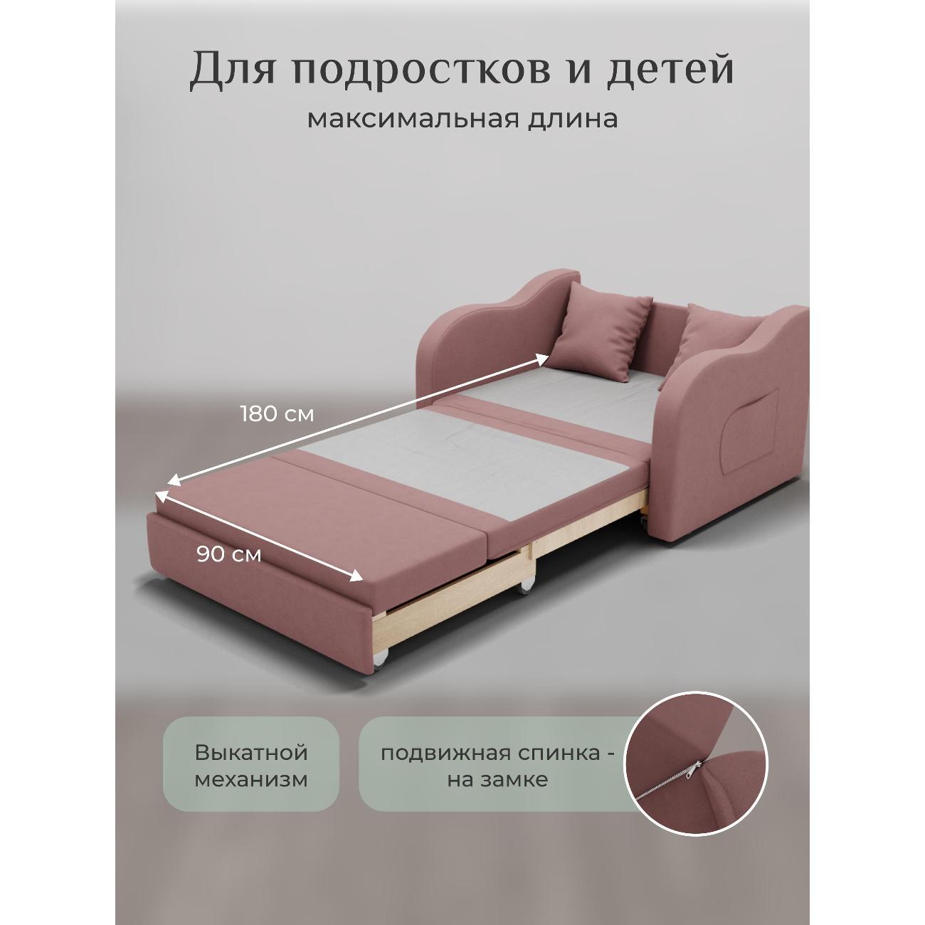 Диван Yorcom Бали розовый, механизм выкатной, 106х87х77